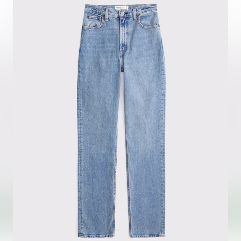 Abercrombie & Fitch High-Rise Straight Leg Jeans - Light Blue